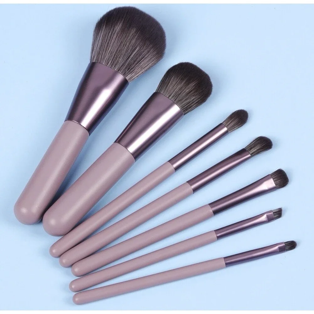 Professional 7-Piece Makeup Brush Set With Travel Case Dusty Purple NEW